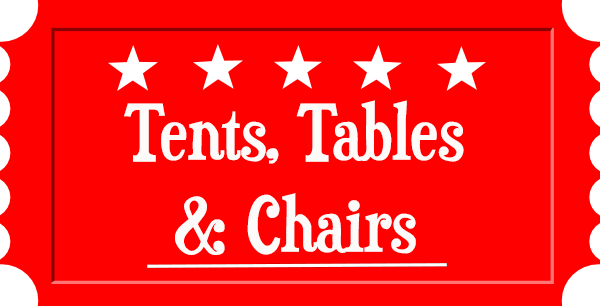 tent rentals, table rentals, chairs